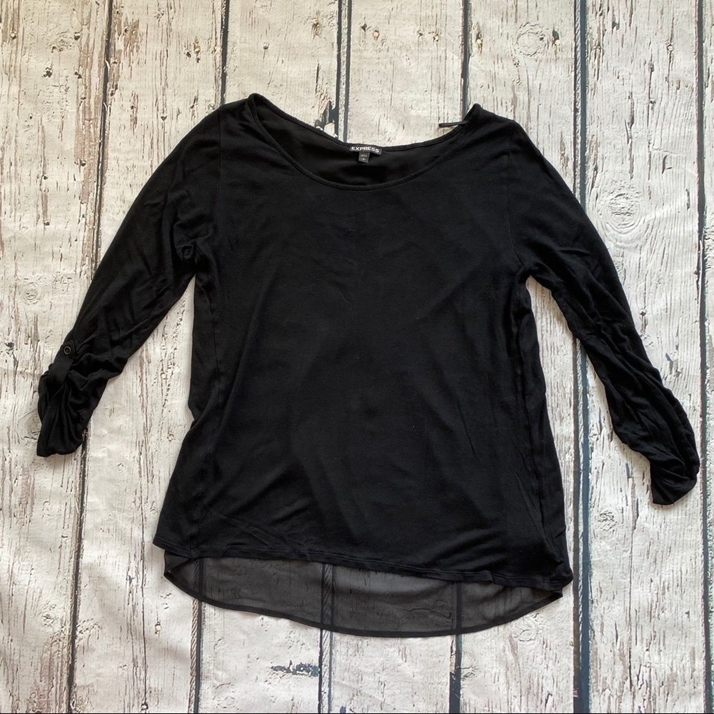 Black express top with chiffon back